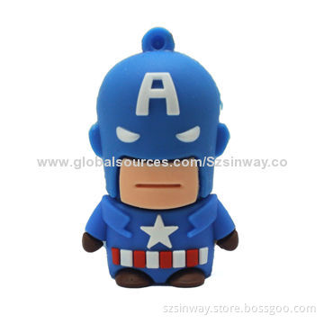 2014 Captain America/PVC USB Flash Drive with 1 to 32GB, CE, FCC and RoHS Marks